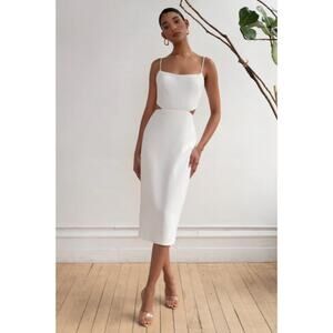 Jenny Yoo The Leia White Open Back Formal Cocktail Sheath Midi Dress Size 2
